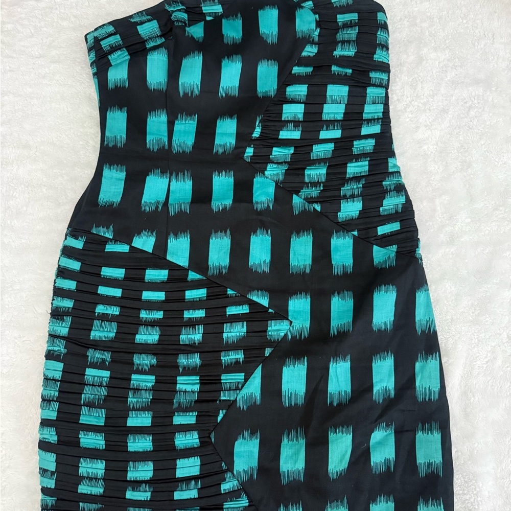 Black and Teal Strapless Dress